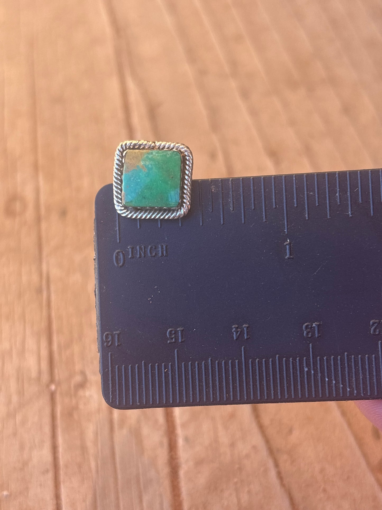 Shaun Clark Green Turquoise Sterling Silver Stud Earrings 224793RB