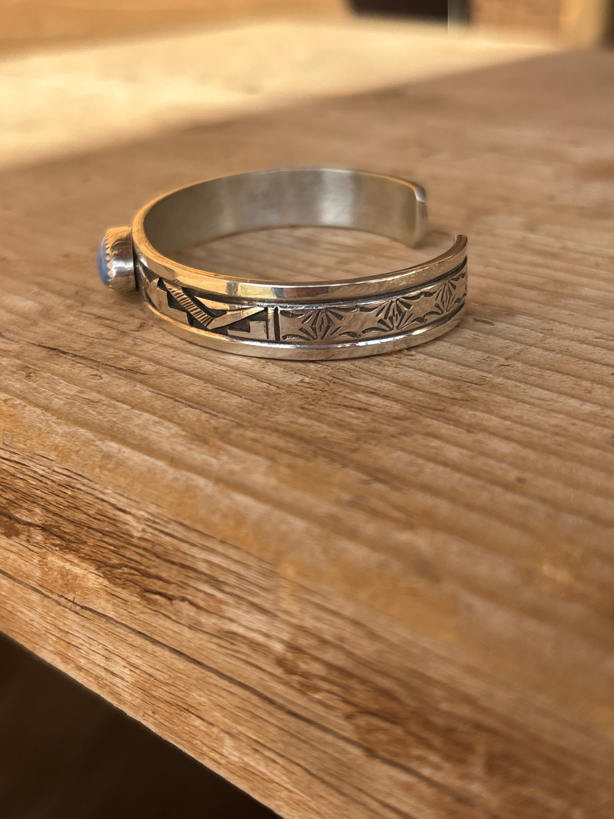 Peter Nelson Sterling Silver Inlay Cuff w/ Denim Lapis 01PN