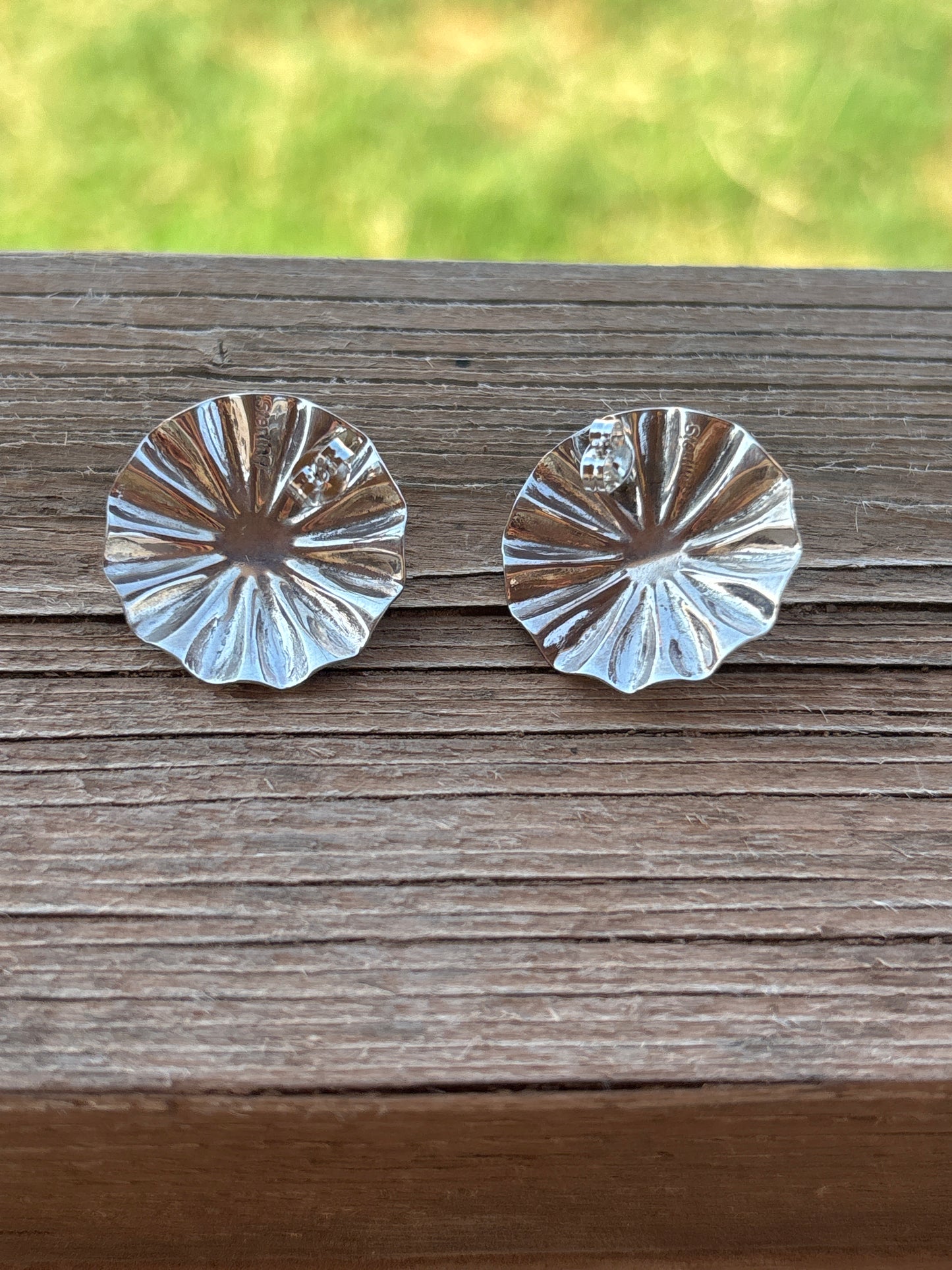 Arlene Soce Sterling Silver & Turquoise Concho Earrings 563RB