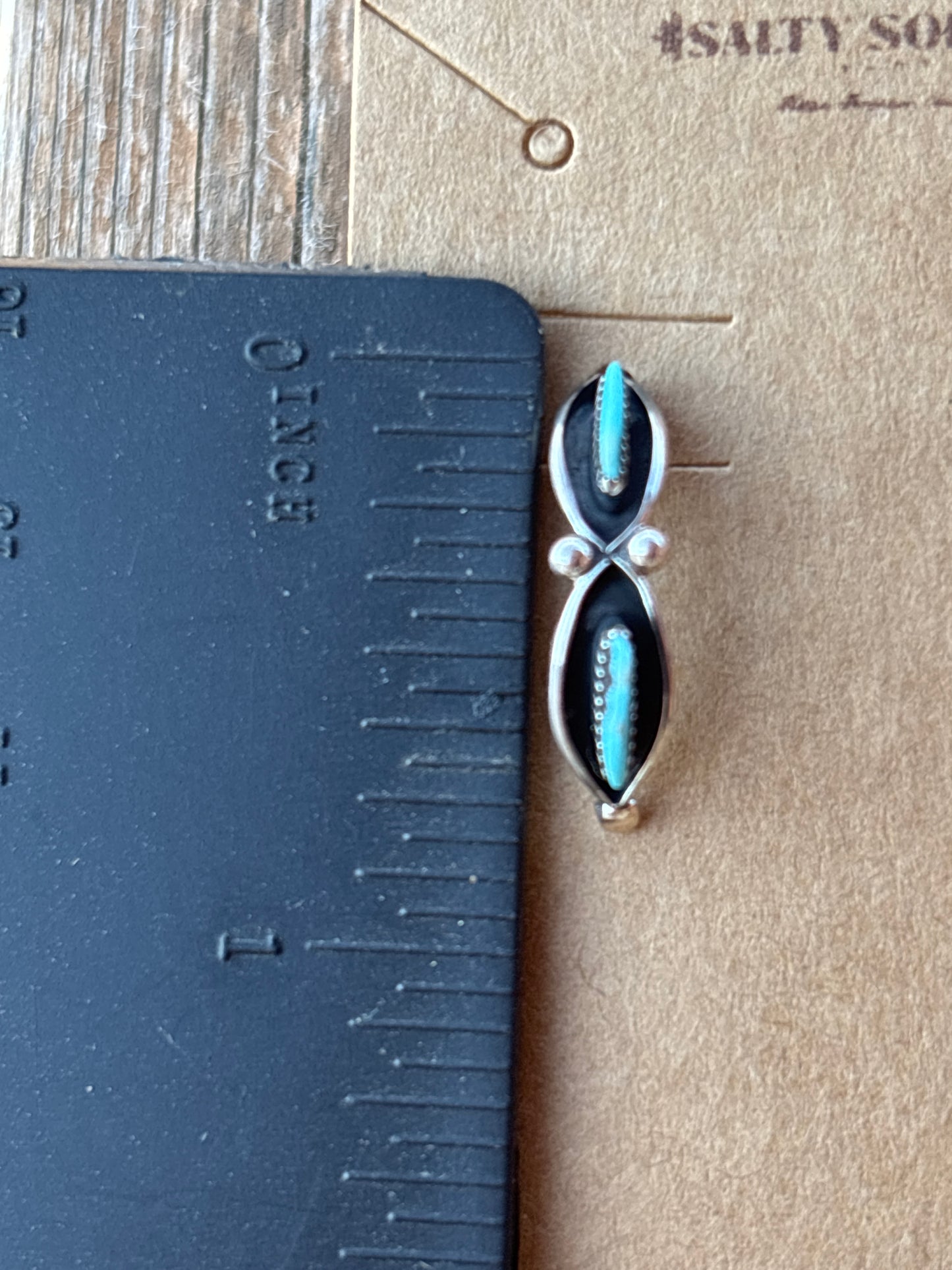 Fernando Othole Turquoise & Sterling Silver Half Hoop Earrings 16851