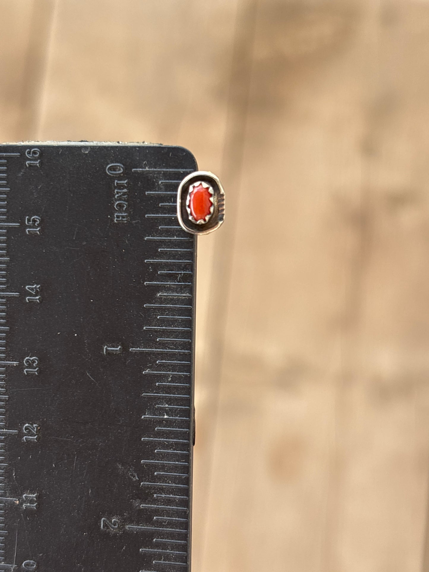 Roselene Joe Oval Red Coral & SS Shadow Stud Earrings 043493RRB