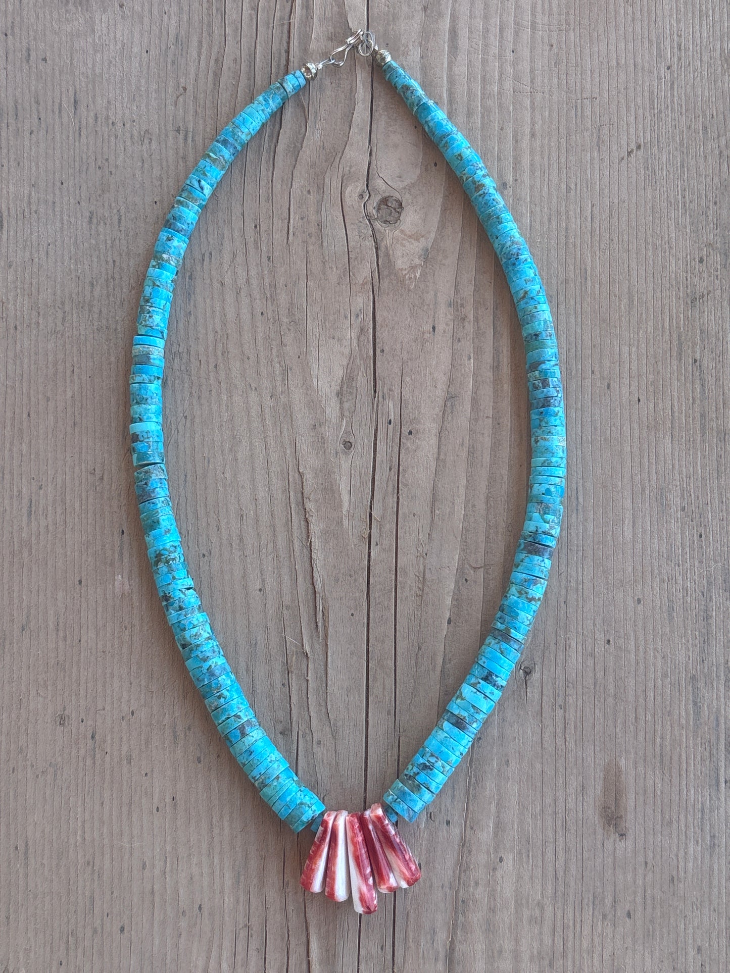 Lupe Lovato turquoise and spiny oyster necklace 12497