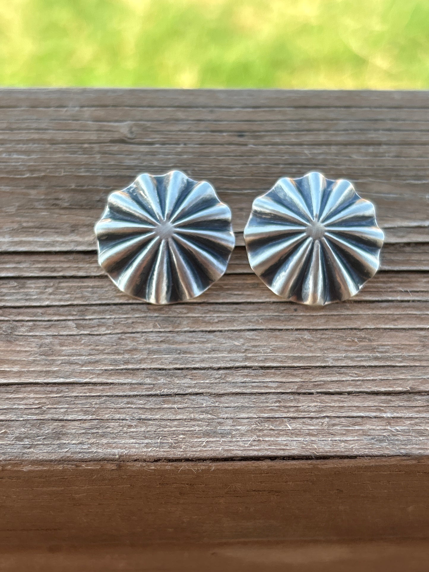 Arlene Soce Sterling Silver Concho Earrings 256RB
