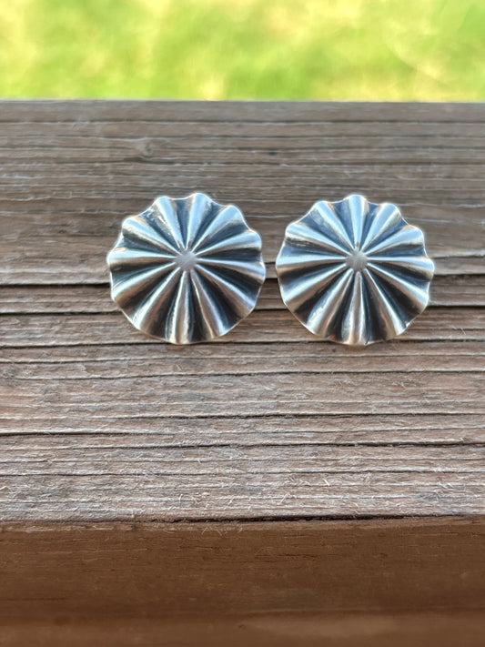 Arlene Soce Sterling Silver Concho Earrings 256RB