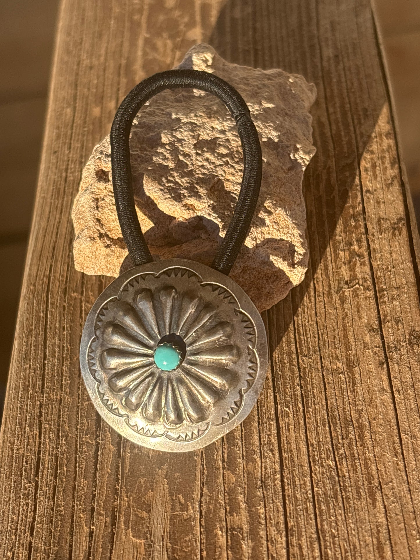 Arlene Soce Sterling Silver & Turquoise Concho Hair Tie Large 158166RB