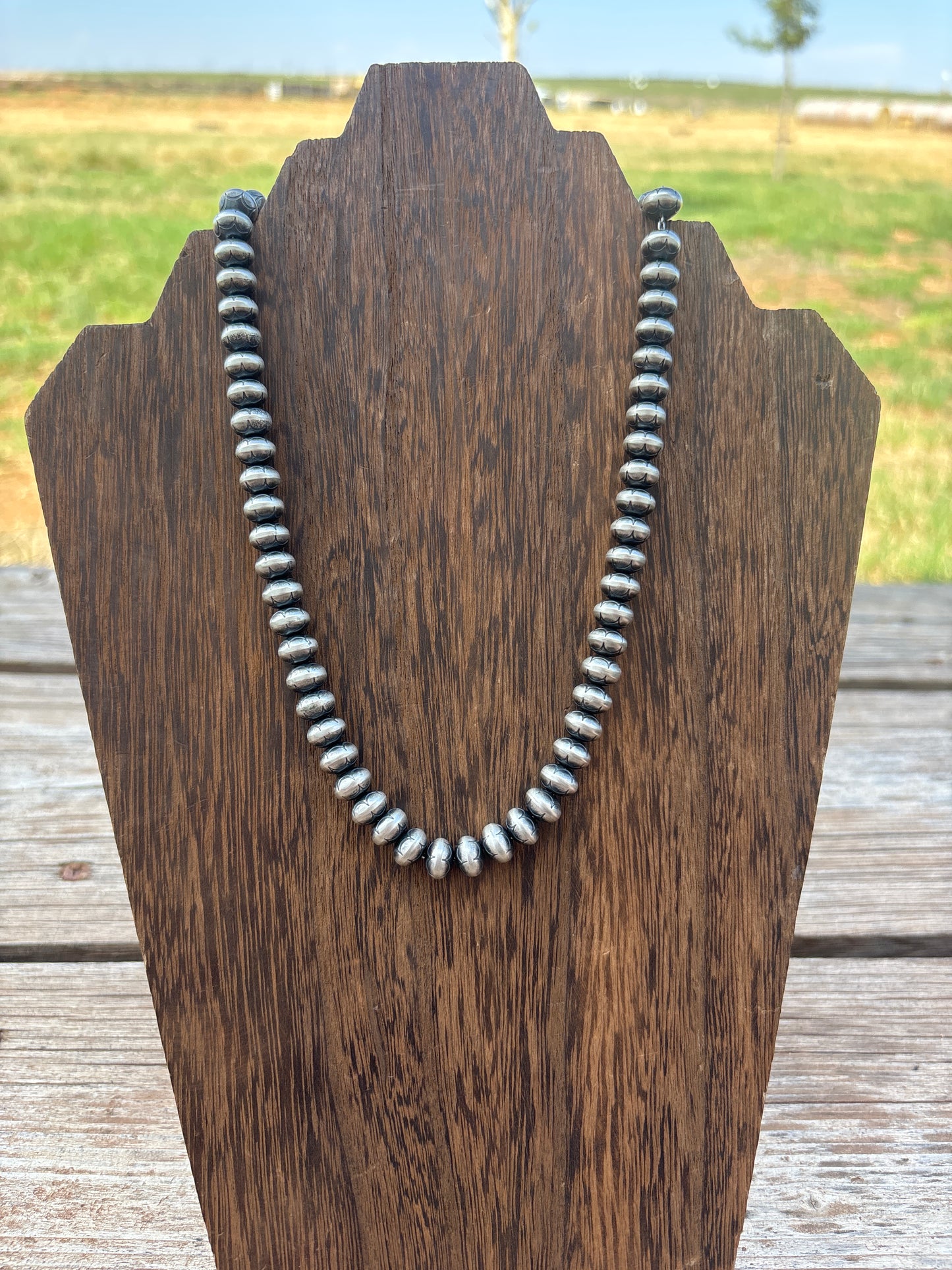 18" stamped sterling silver Navajo pearls made by Bryannen Halwood 8s18t4np