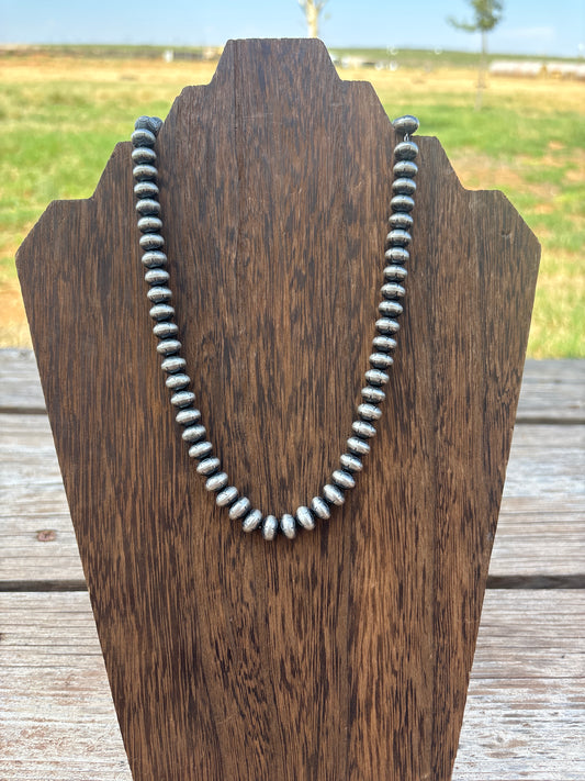 18" stamped sterling silver Navajo pearls made by Bryannen Halwood 8s18t4np