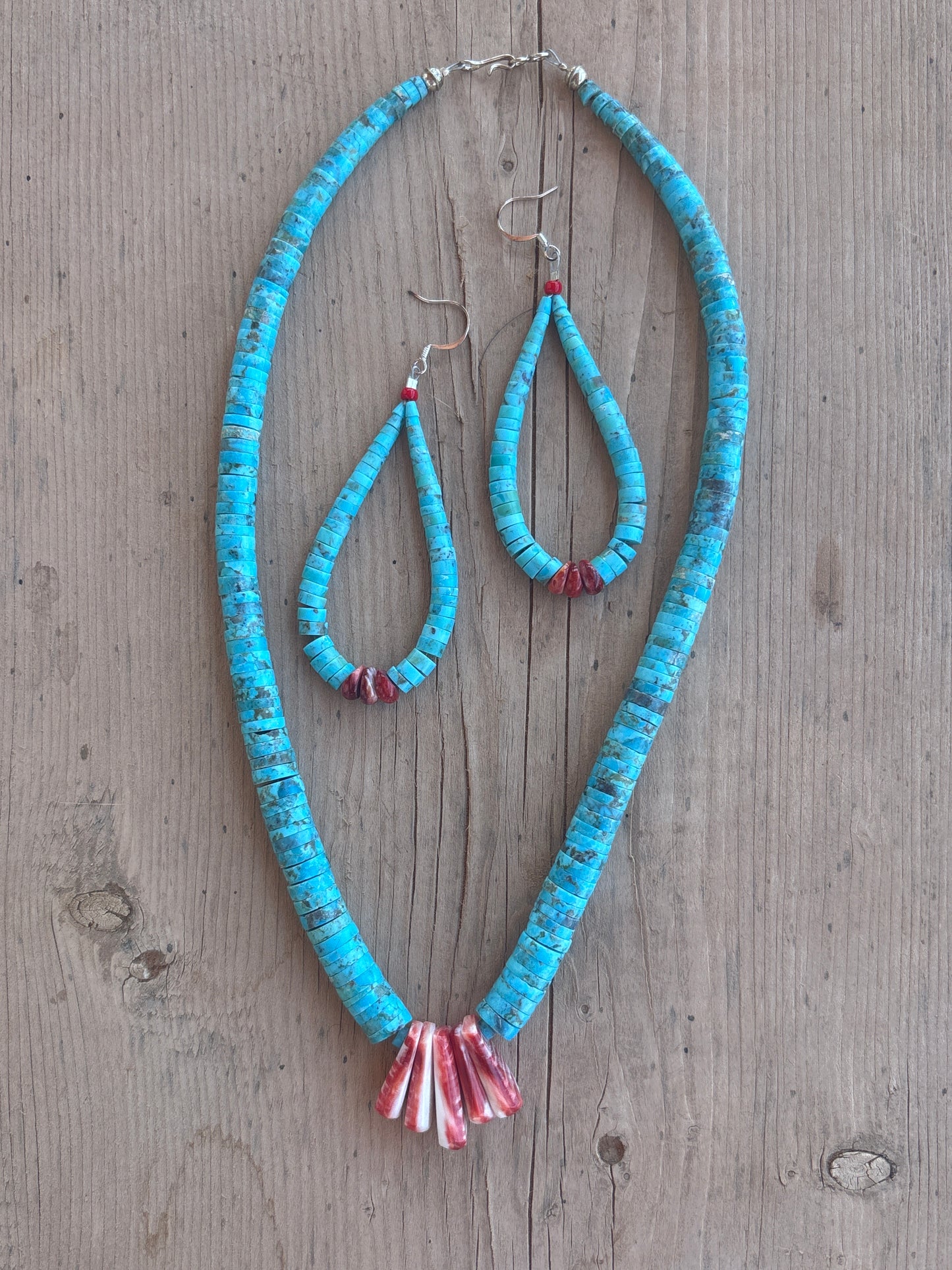 Lupe Lovato turquoise and spiny oyster necklace 12497