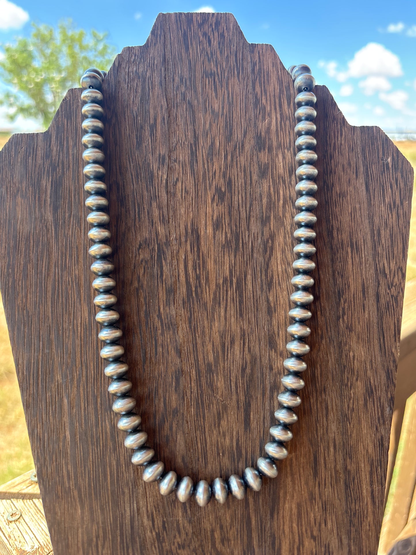 20” 12mm Semi Round Bryannen Halwood Stamped Navajo Pearls 12S20RB
