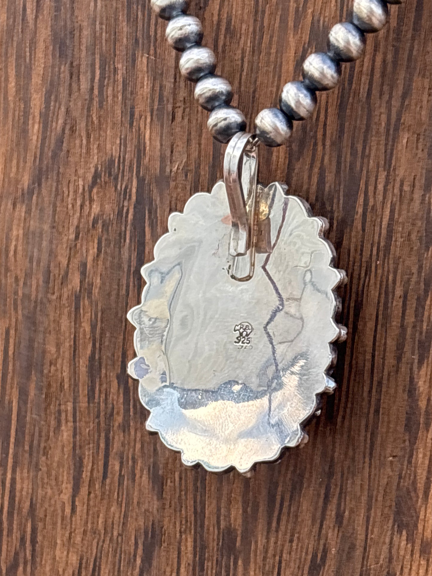 Turquoise & Sterling Silver Pendant By Sheena Jack 342rb