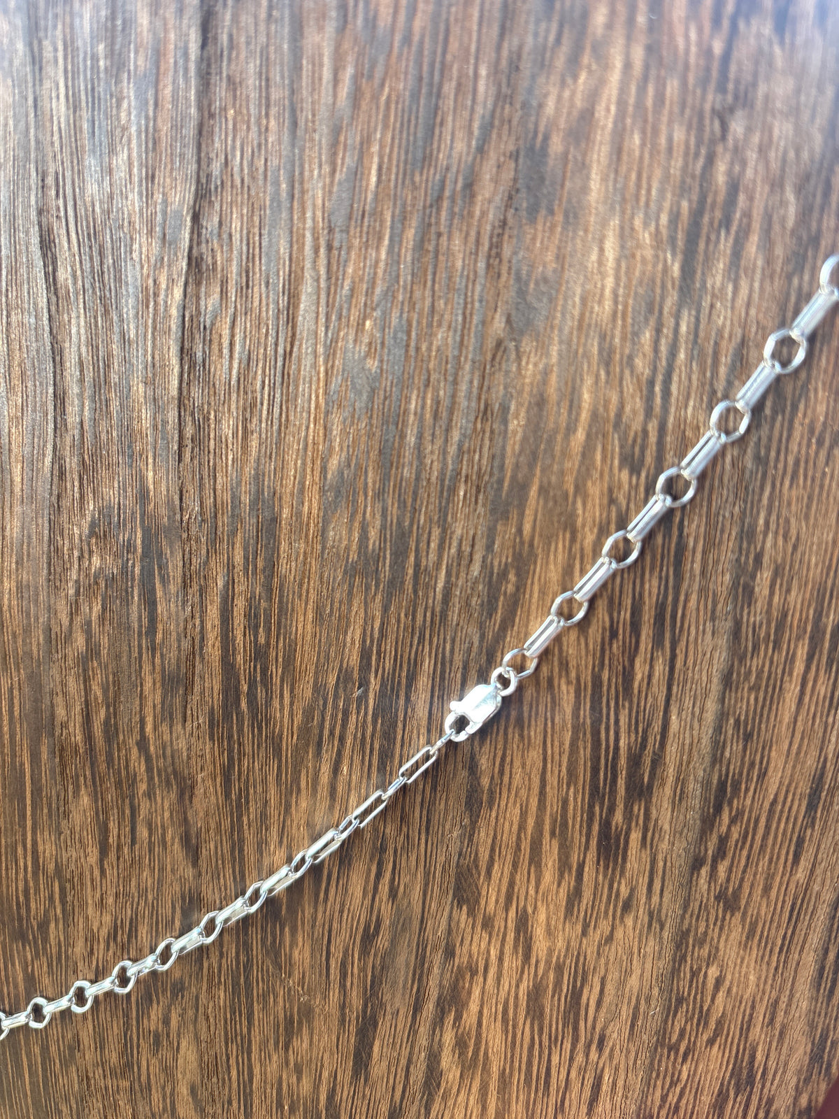 Arlene Lewis Engraved Silver Bar necklace w/ Handmade Chain 704RB