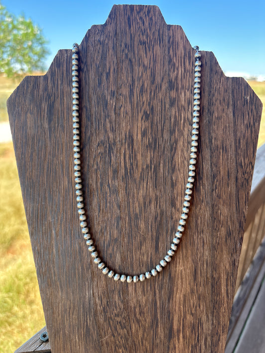20” 5mm round Dorinda Mariano SS Navajo Pearl Necklace 5R20NP