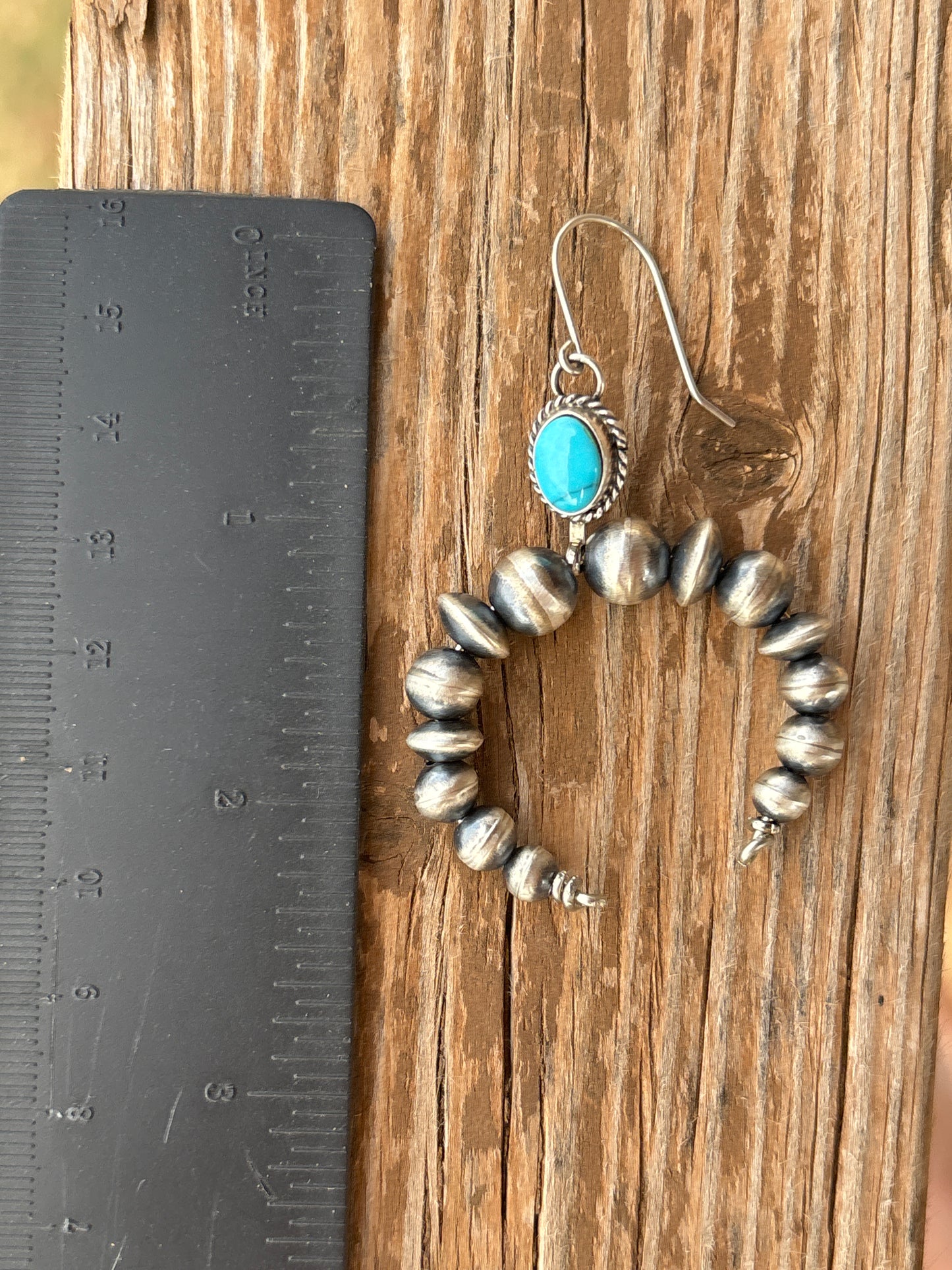 Rena Begay Navajo Pearl and turquoise french hook earrings 15587
