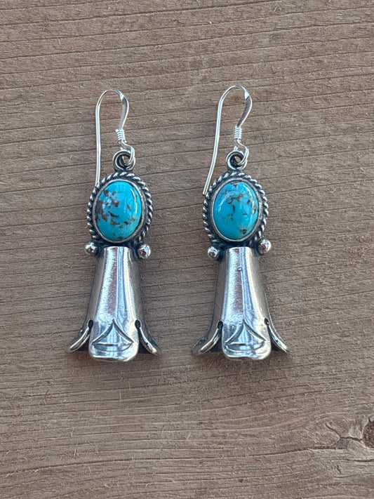 Sharon McCarthy Turquoise Sterling Silver French Hook Earrings 6473rb