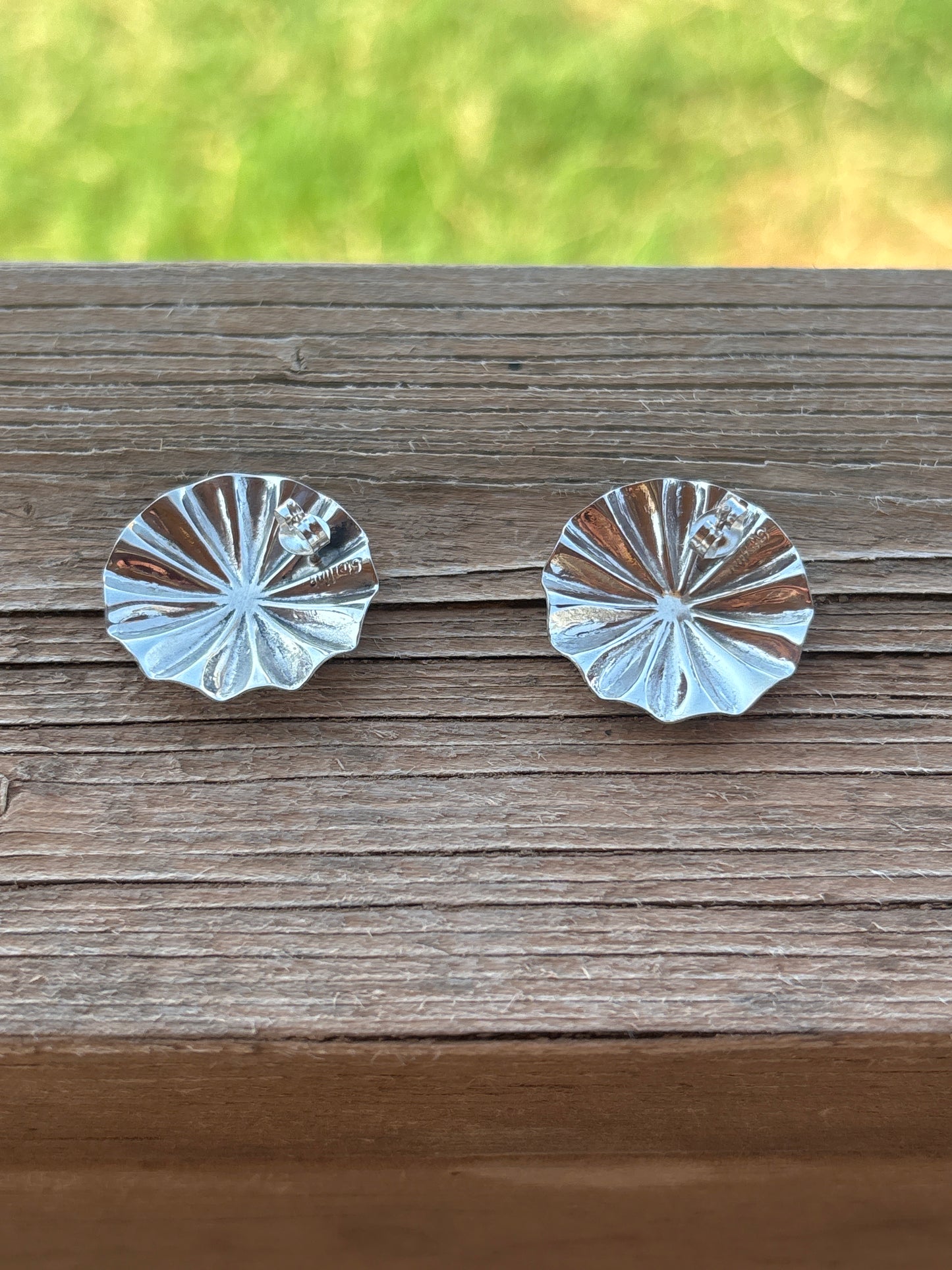 Arlene Soce Sterling Silver Concho Earrings 256RB