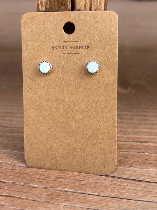 Robinson Martinez Sterling Silver & White Opalite Post Earrings 7221RB