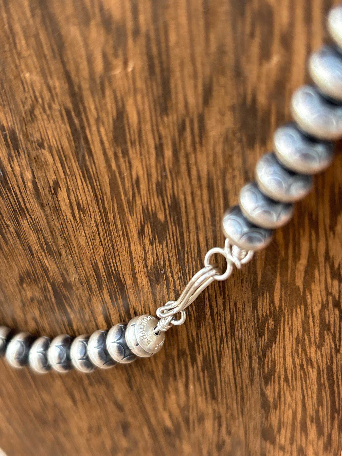 18" stamped sterling silver Navajo pearls made by Bryannen Halwood 8s18t4np