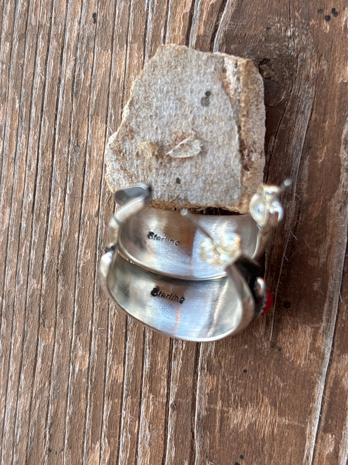 Paul Largo Turquoise, Coral & Sterling Silver Earrings 15257