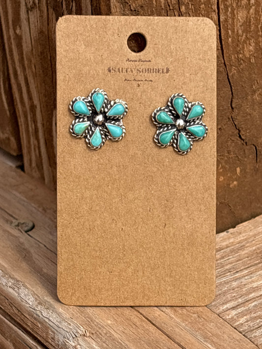 Carol Lateyice Turquoise Zuni Earrings 18487