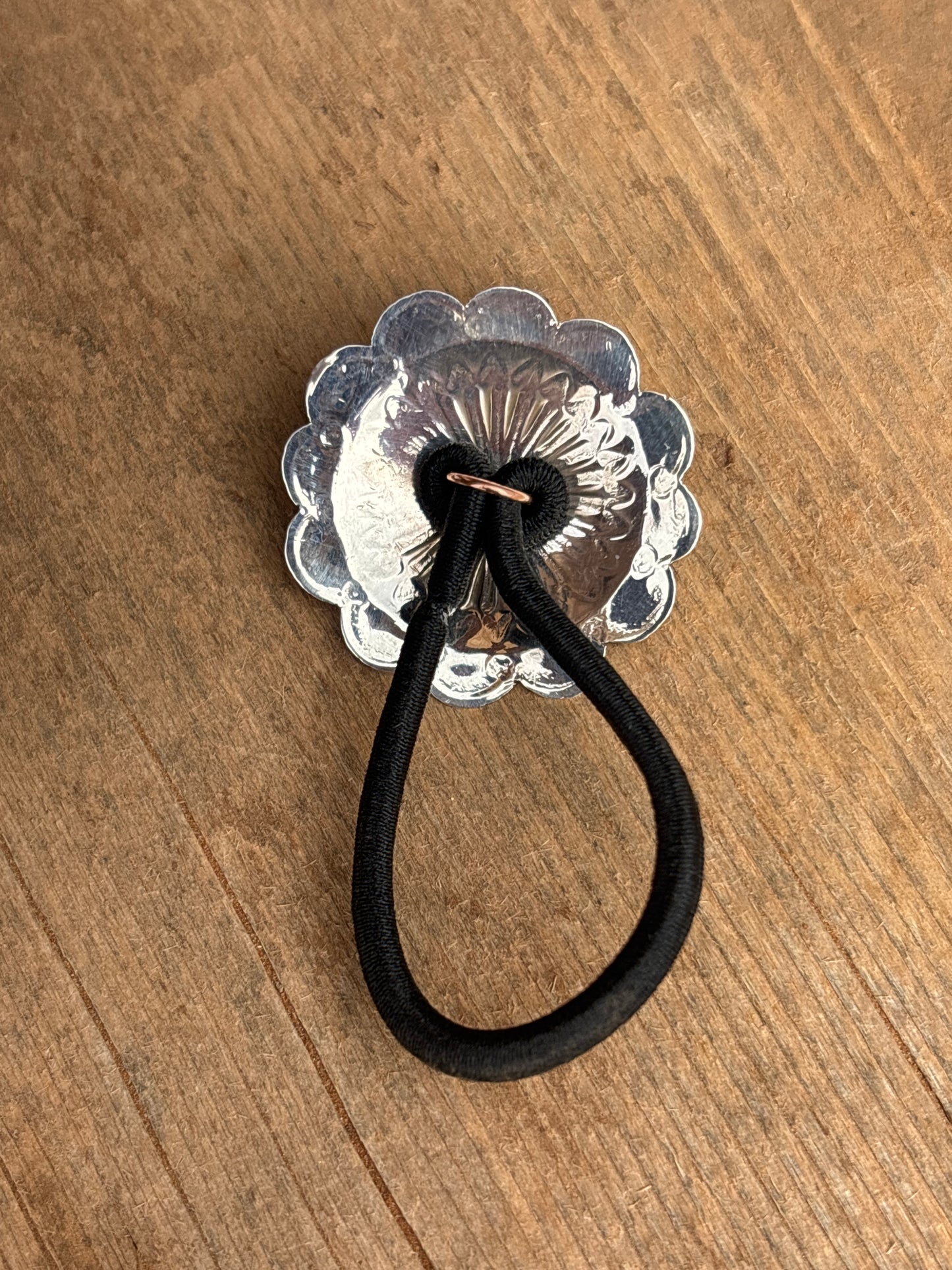 Bertha Begay  Silver & Turquoise Concho Hair Tie Large 54T