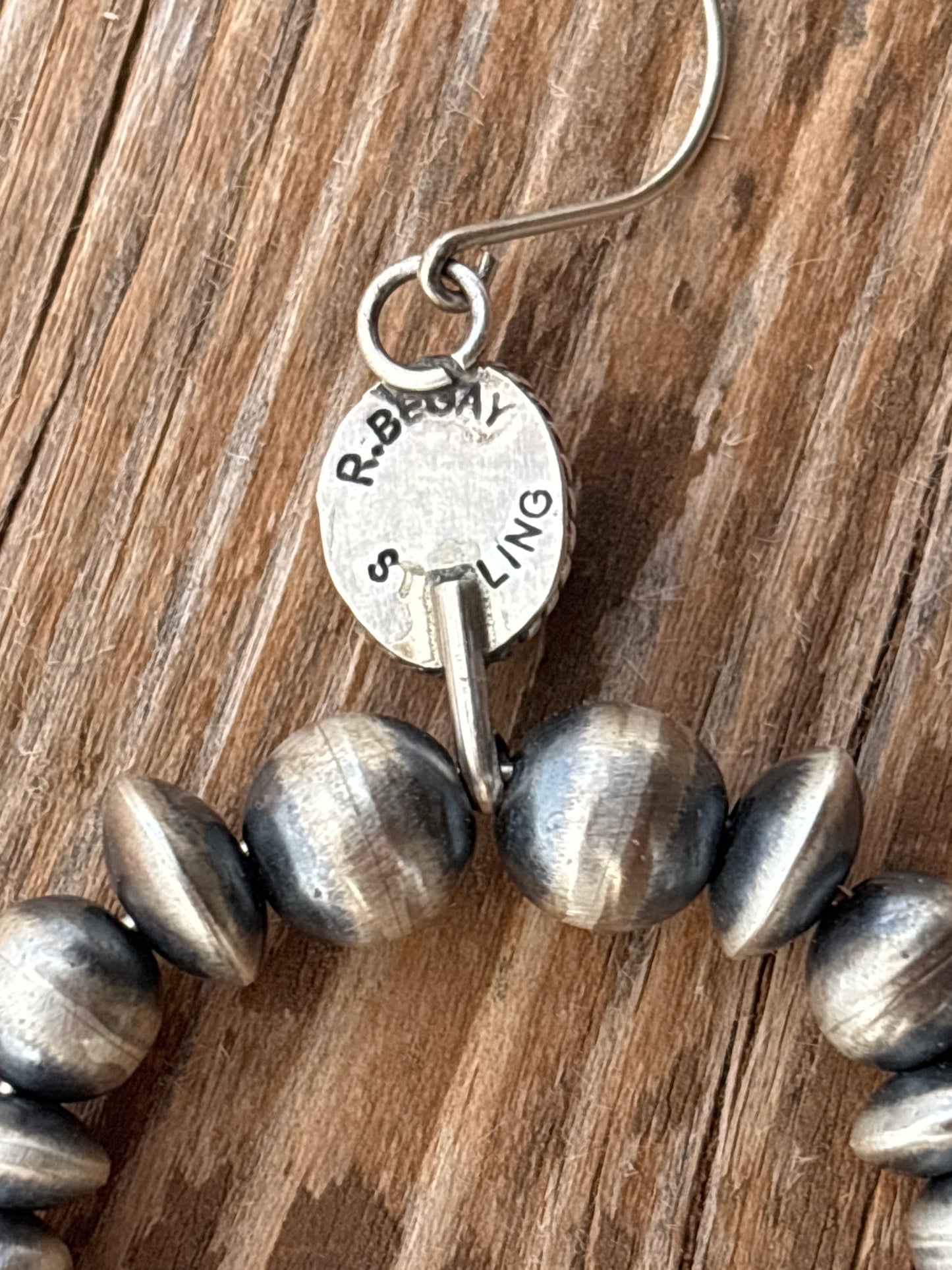 Rena Begay Navajo Pearl and turquoise french hook earrings 15587