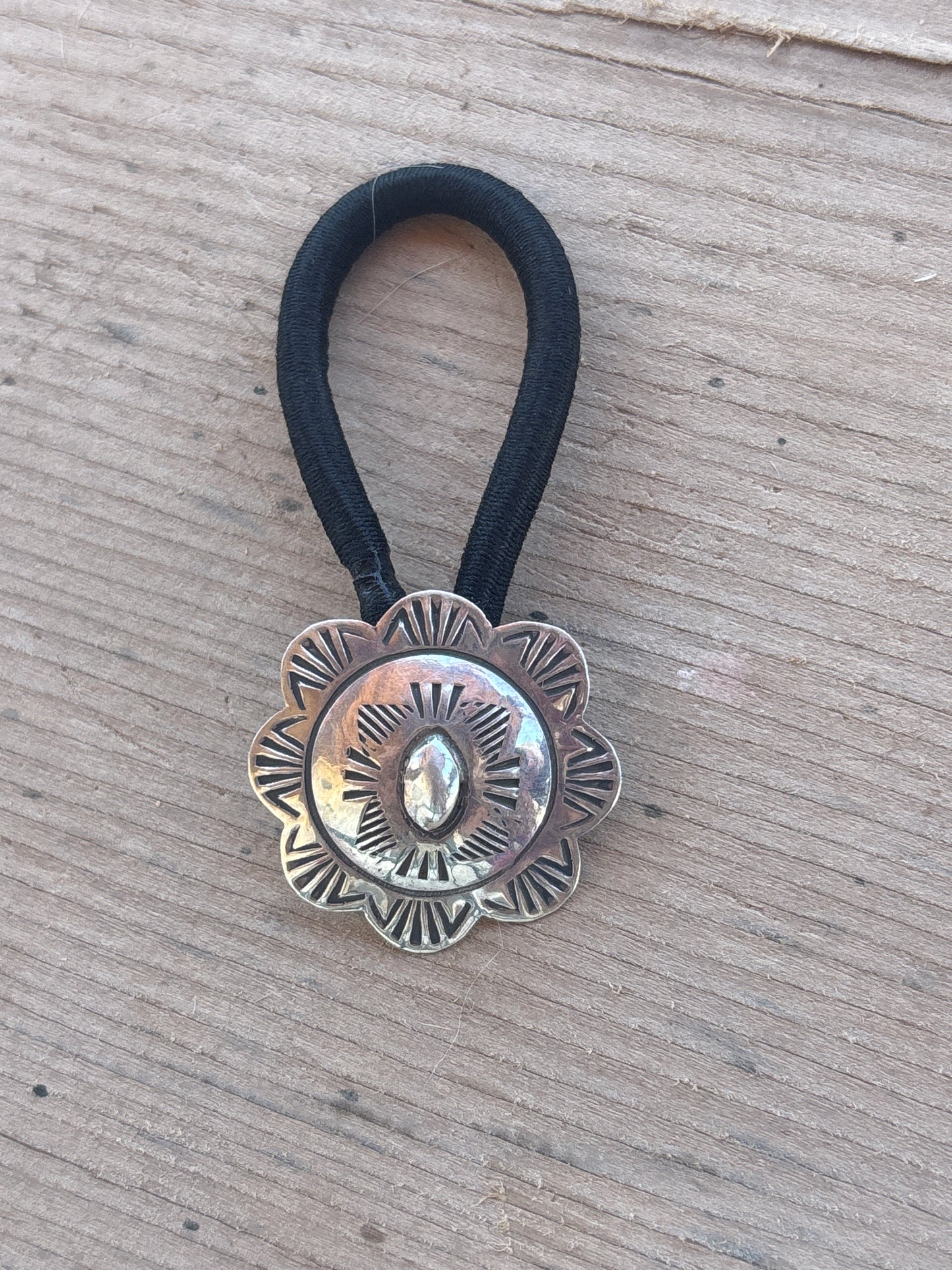 Bertha Begay Sterling Silver Concho Hair Tie Small 027T