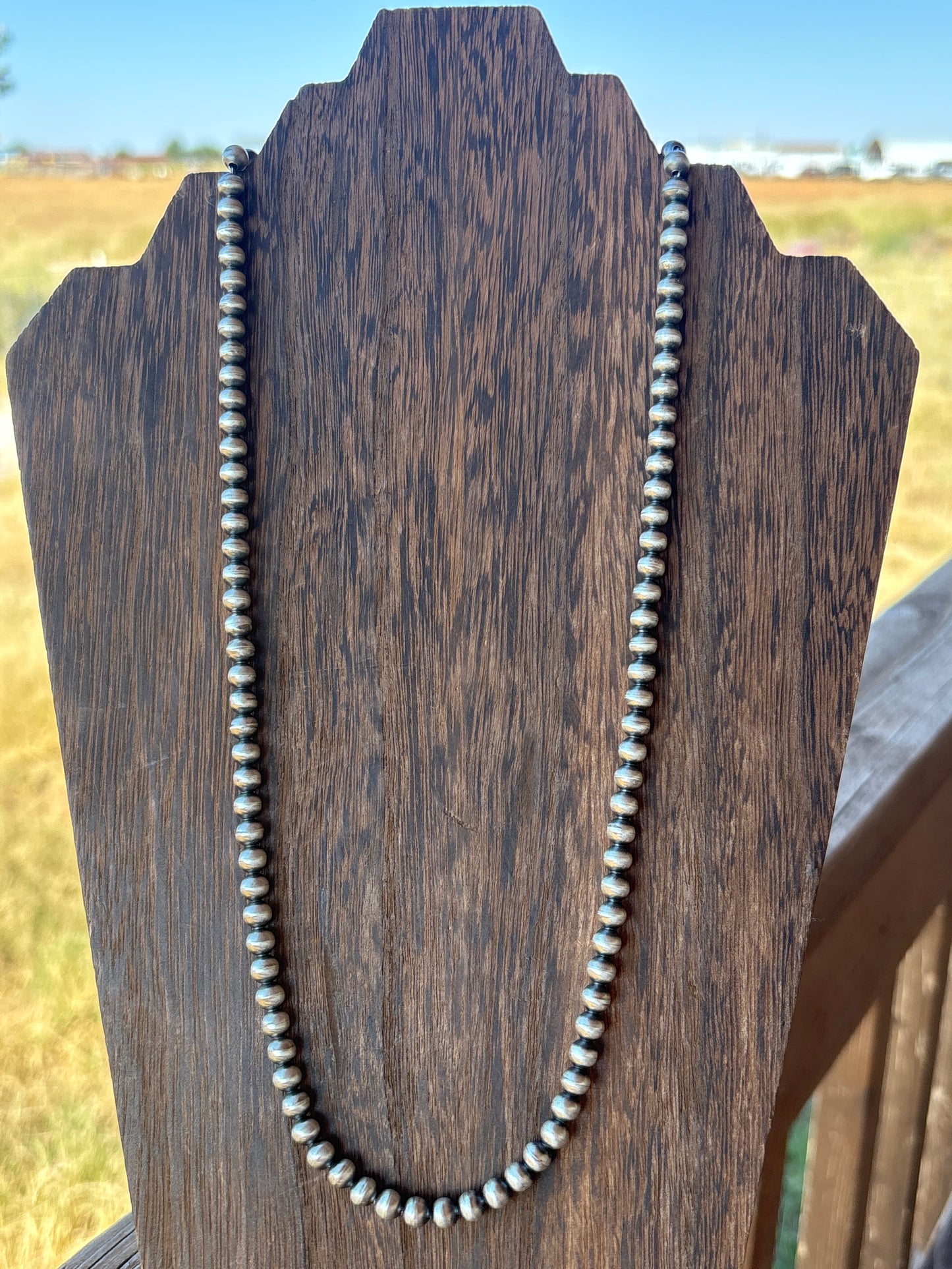 24” 6mm Round Dorinda Mariano SS Navajo Pearl Necklace 6R24NP