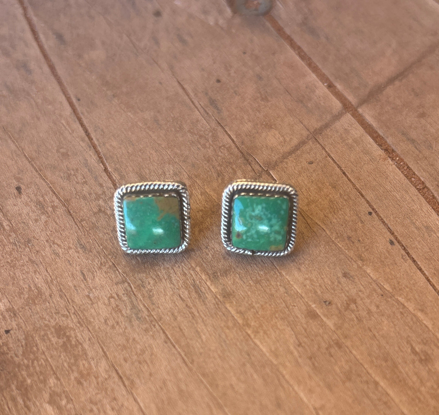 Shaun Clark Green Turquoise Sterling Silver Stud Earrings 224793RB
