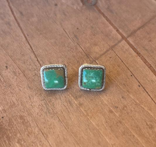 Shaun Clark Green Turquoise Sterling Silver Stud Earrings 224793RB