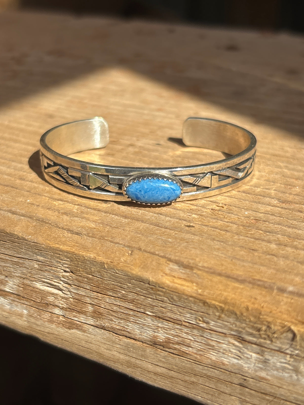 Peter Nelson Sterling Silver Inlay Cuff w/ Denim Lapis 01PN