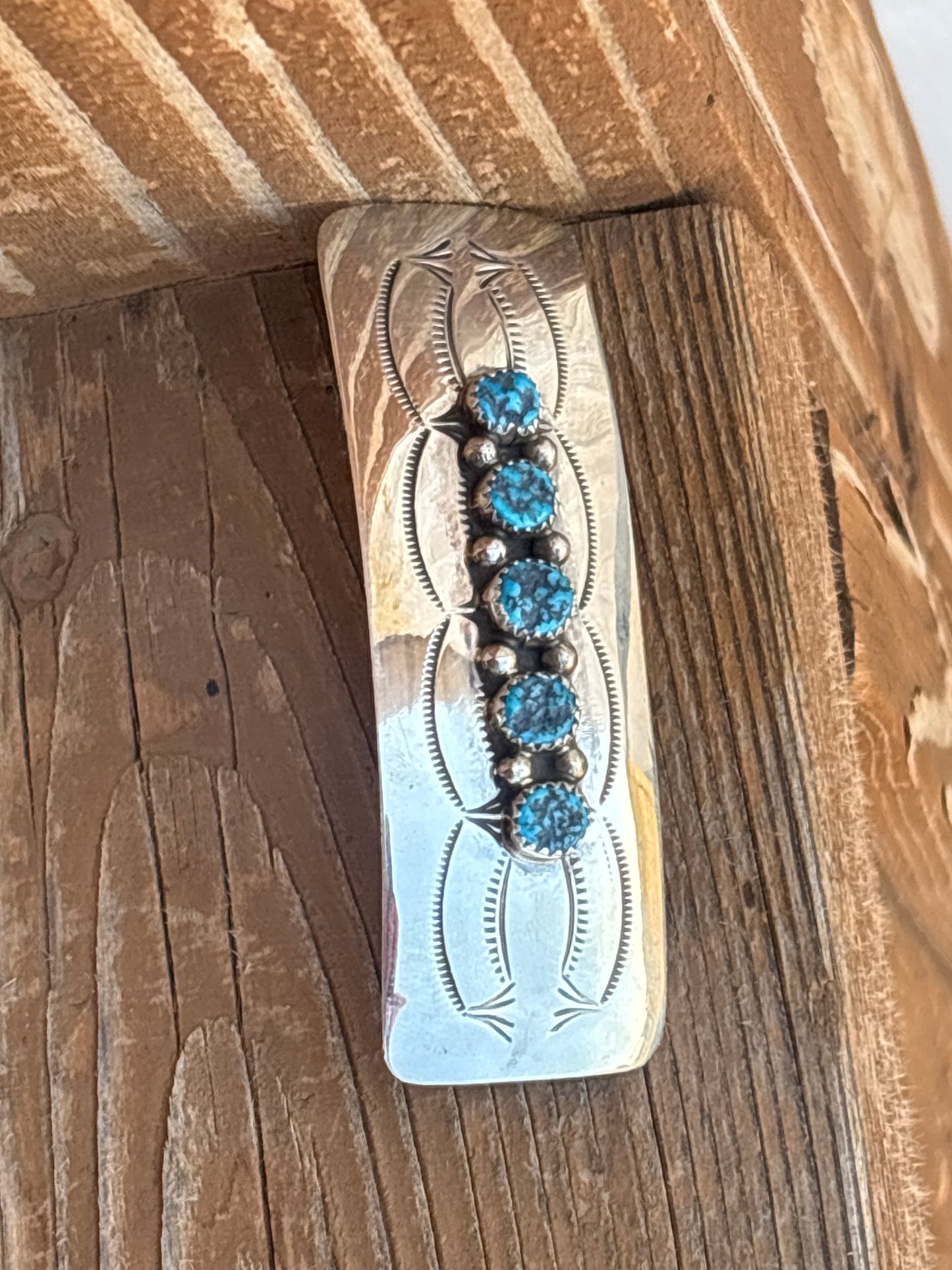 Jolene Begay Sleeping Beauty Turquoise & Sterling Silver Hair Barrette 0150T