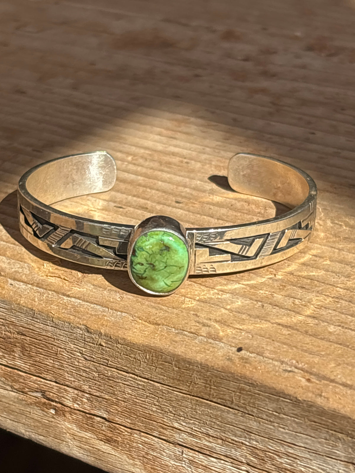 Peter Nelson Sterling Silver Inlay Cuff w/ Royston Smooth Bezel 02PN