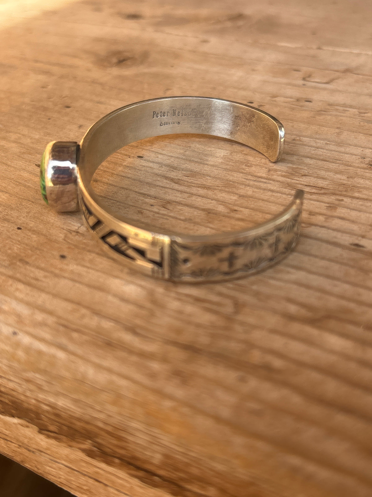Peter Nelson Sterling Silver Inlay Cuff w/ Royston Smooth Bezel 02PN