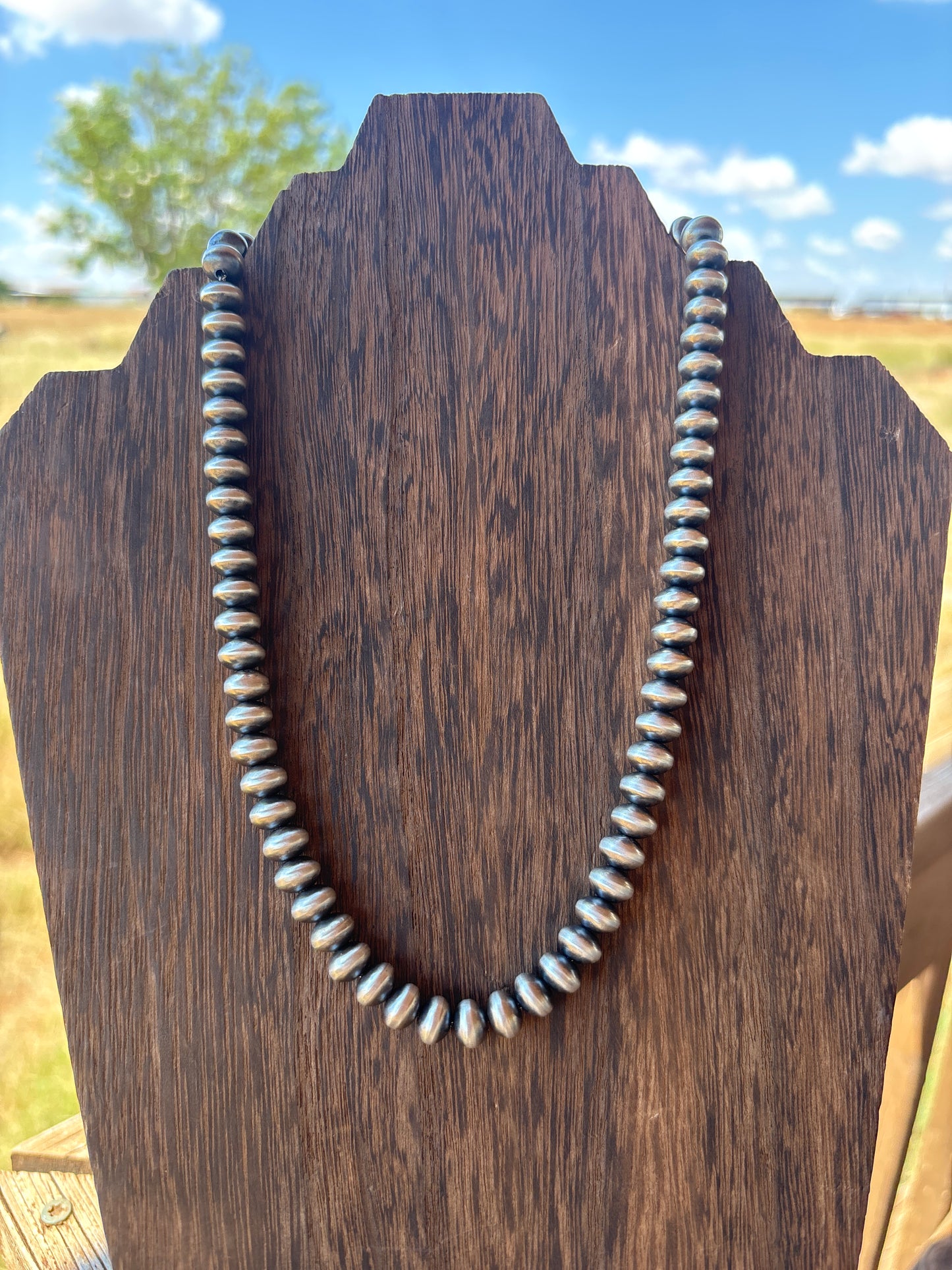 18” 8mm Semi Round Sterling Silver Navajo Pearl Necklace by Bryannen Halwood 8S18NP