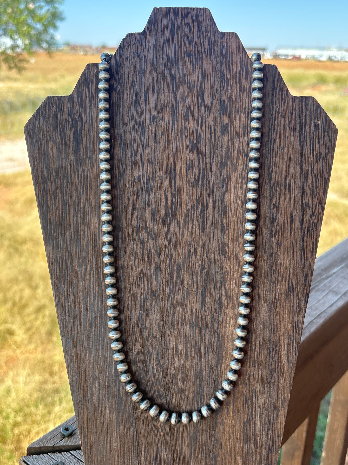 24” 7mm Round SS Navajo Pearl Necklace by Dorinda Mariano  7R24NP