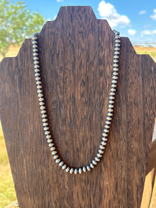18” 6mm Semi Round Dorinda Mariano SS Navajo Pearl Necklace 6S18NP