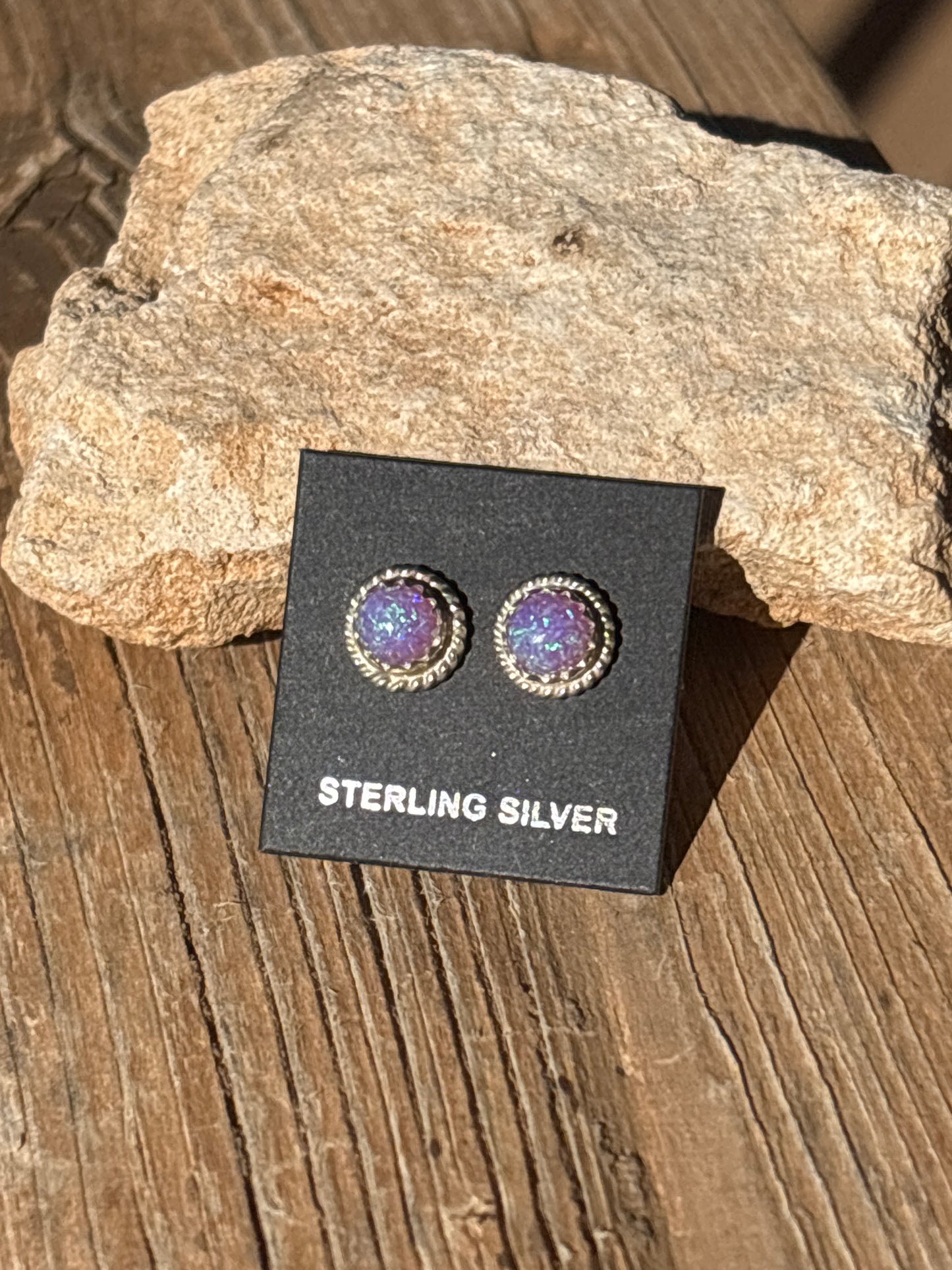 Larson Chee Sterling Silver & Blue-Purple Opalite Twist Stud Earrings BPRB