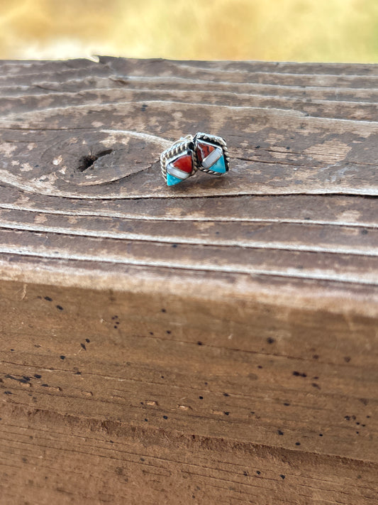 Monica Johnson Multi Stone diamond-shaped SS Post Earrings 115084RB