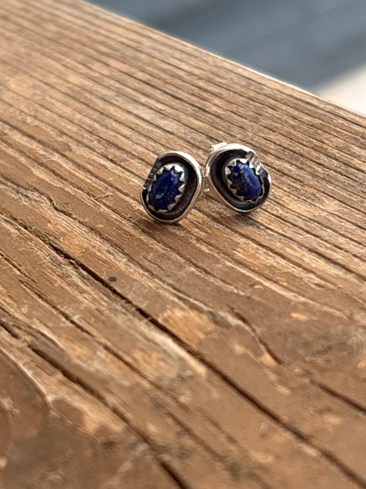 Roselene Joe Lapis & Sterling Silver Shadow Stud Earrings 043LRB