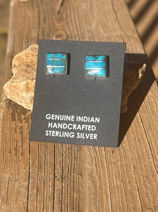 Michelle Haloo Turquoise Sterling Silver Stud Earrings 66T