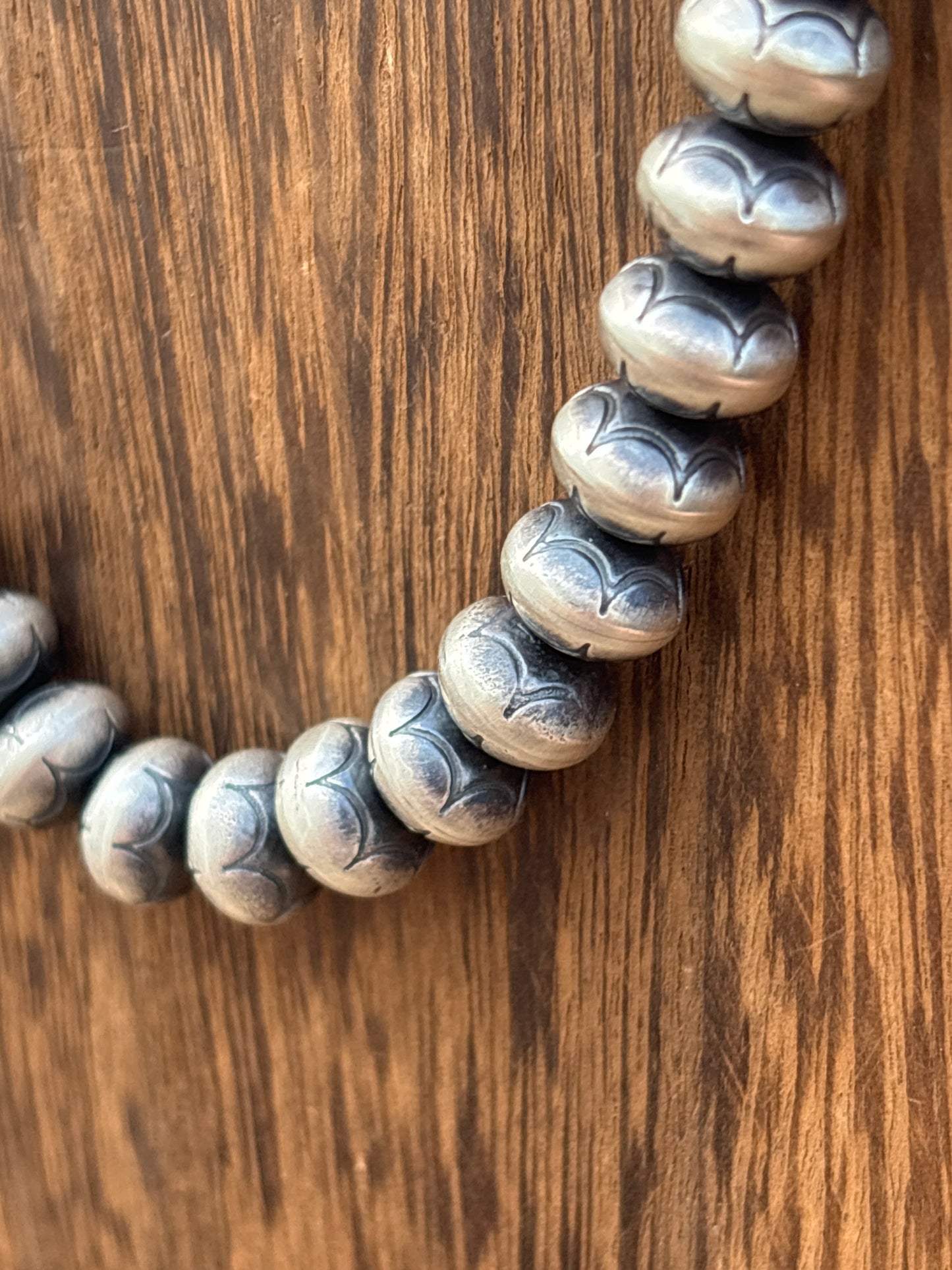 18" stamped sterling silver Navajo pearls made by Bryannen Halwood 8s18t4np