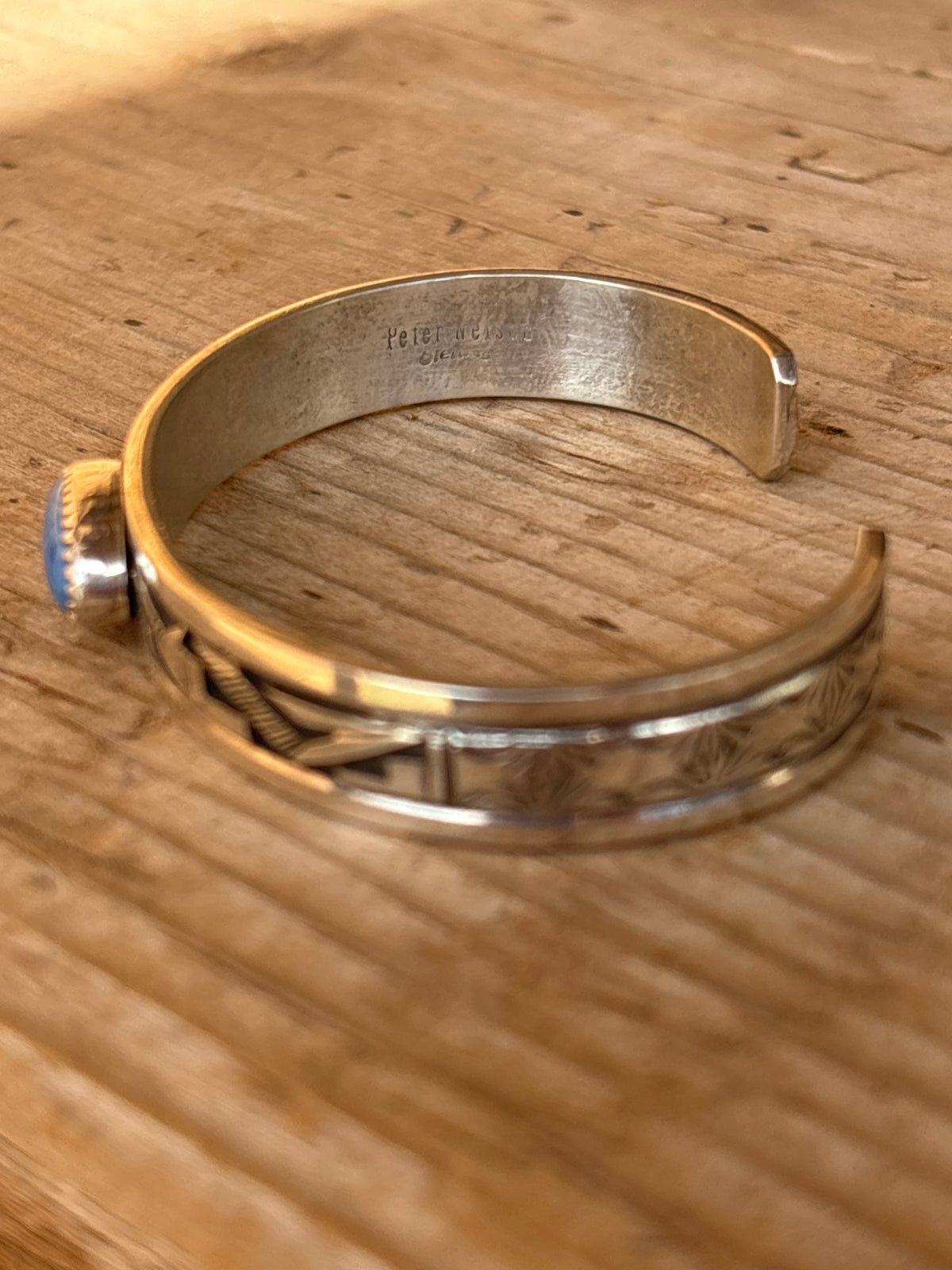 Peter Nelson Sterling Silver Inlay Cuff w/ Denim Lapis 01PN