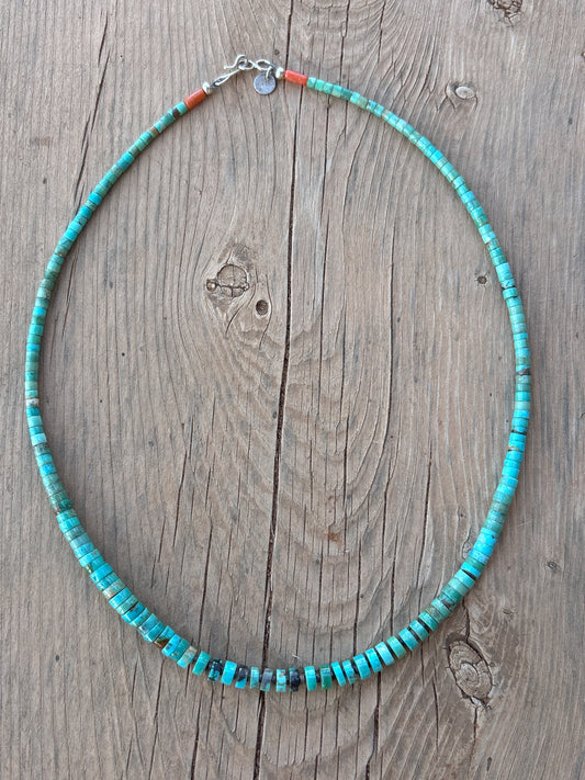 18" Judy Rosetta Graduated Fox Turquoise Necklace 05JR