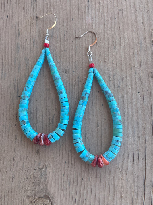 Lupe Lovato turquoise and spiny oyster earrings 11750