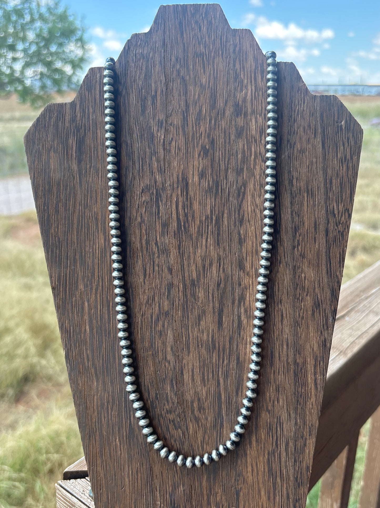 24” 6mm Semi Round Dorinda Mariano SS Navajo Pearl Necklace 6S24NP
