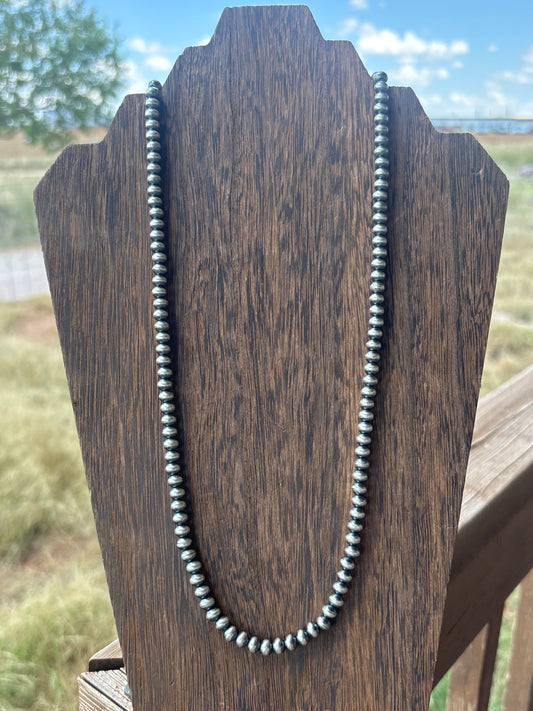 24” 6mm Semi Round Dorinda Mariano SS Navajo Pearl Necklace 6S24NP