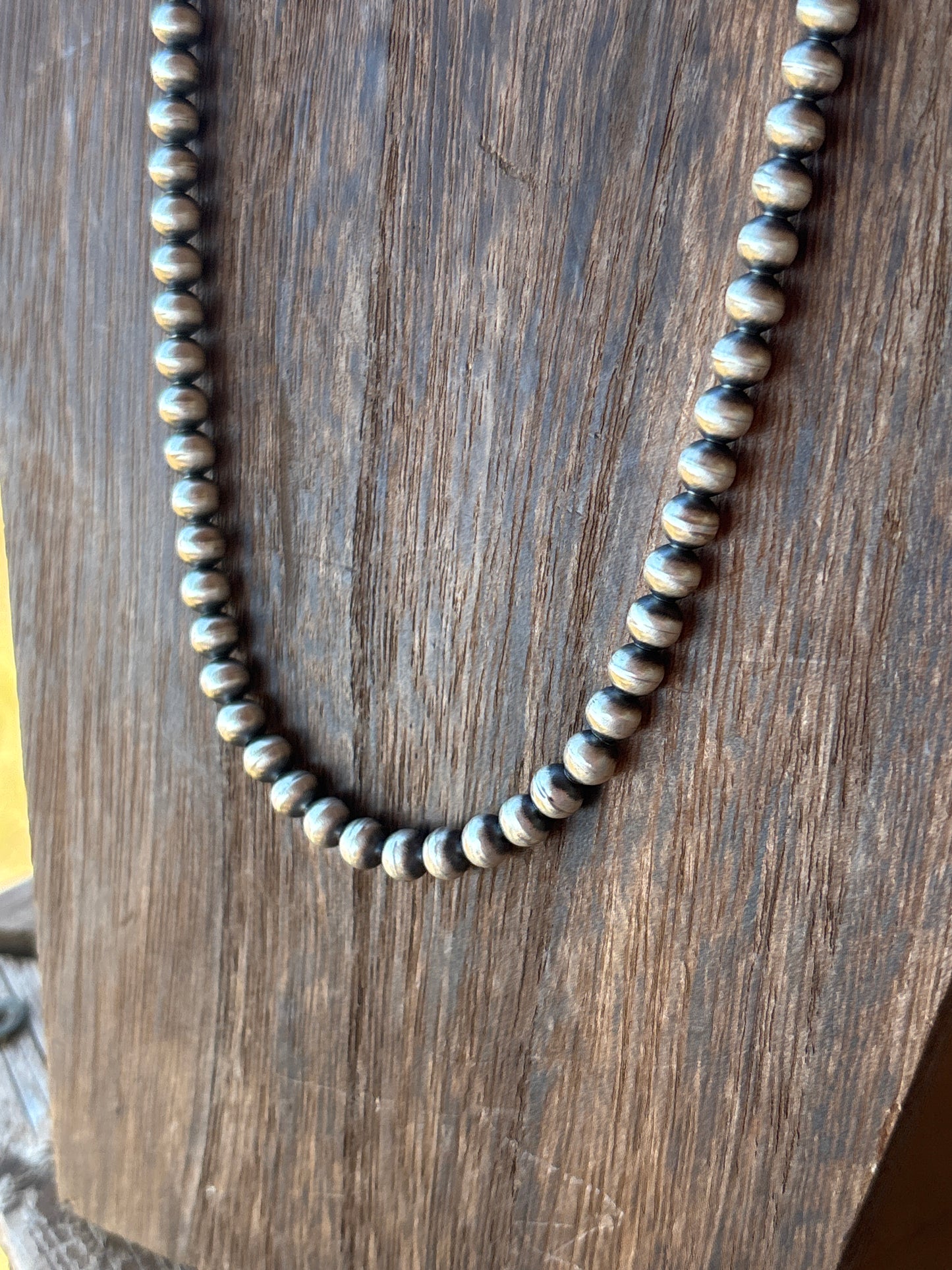 24” 6mm Round Dorinda Mariano SS Navajo Pearl Necklace 6R24NP