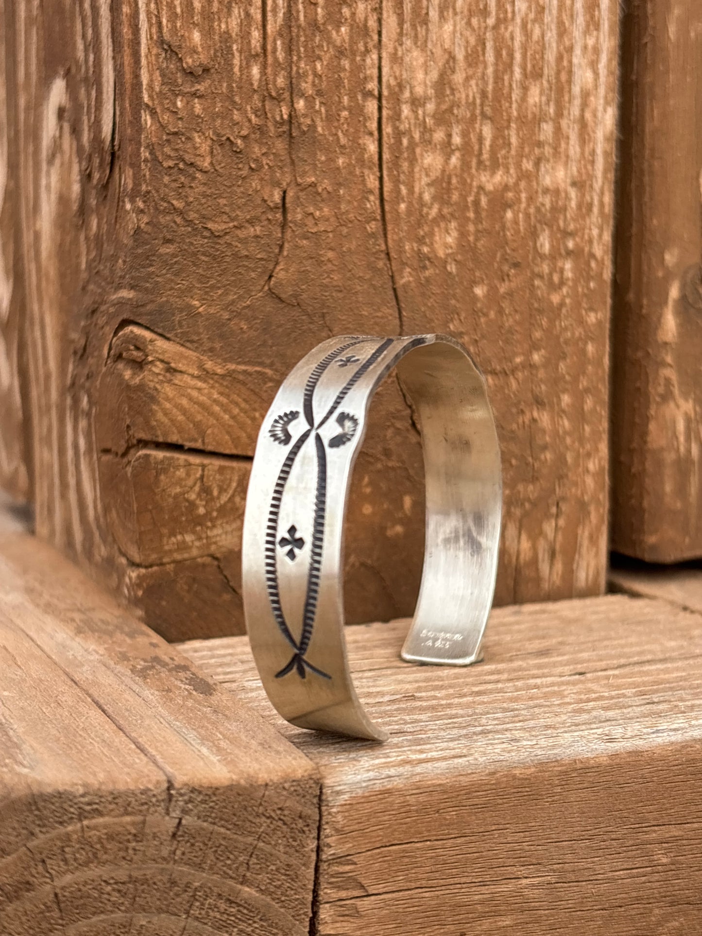 Gary Sandoval Sterling Silver Stamped Cuff 150T