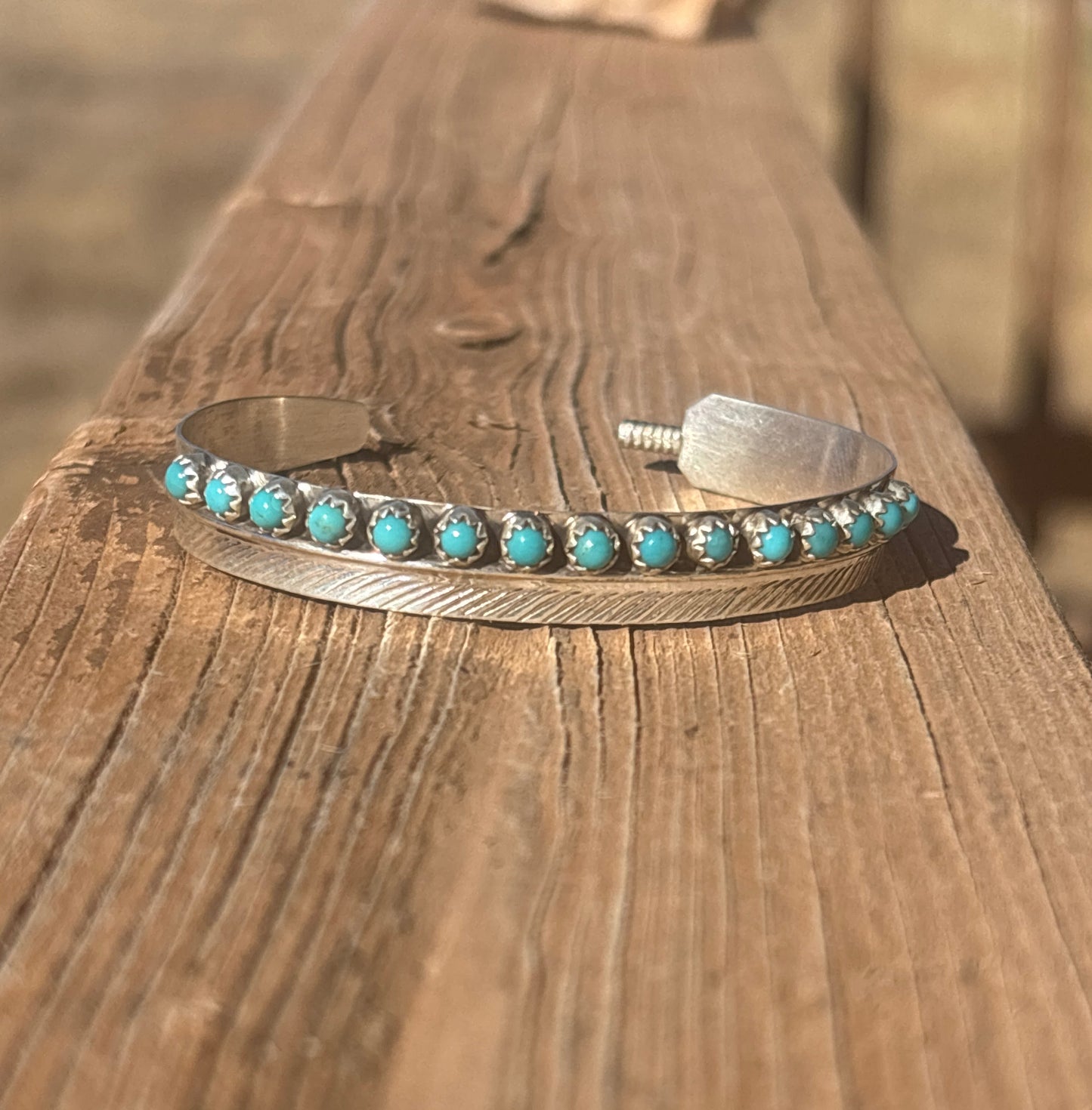 Aaron Davis Turquoise Dot Feather Cuff 1200T
