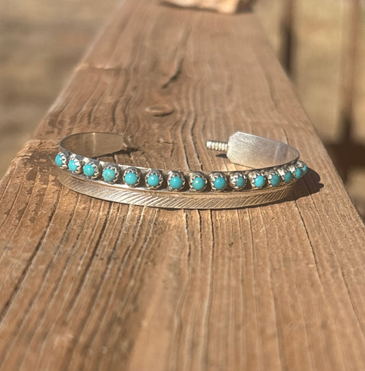 Aaron Davis Turquoise Dot Feather Cuff 1200T